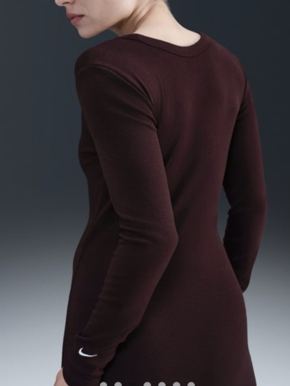 Nike Sportswear Chill Knit Ribbed Long Sleeve Midi Dress NWT Med Burgundy Crush - Picture 3 of 14